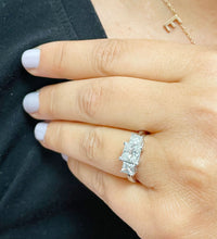 Load image into Gallery viewer, 14k Solid White Gold Princess Cut Moissanite Engagement Ring Three Stones Style 2.50ctw
