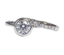 Load image into Gallery viewer, IGI Certified 14k Solid White Gold Round Cut Diamond Engagement Ring And Two Bands Bezel Set Halo 1.10ctw F VS2
