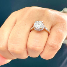 Load image into Gallery viewer, Large, Women&#39;s 14K Solid Rose Gold Round Cut Forever One Moissanite and Natural Diamond Engagement Ring Halo Prong 3.30ct
