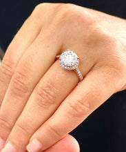 Load image into Gallery viewer, Large, Women&#39;s 14K Solid Rose Gold Round Cut Forever One Moissanite and Natural Diamond Engagement Ring Halo Prong 3.30ct
