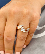 Load image into Gallery viewer, Beautiful 14k Solid And Heavy Rose Gold Emerald Cut Forever One Moissanite Engagement Ring Deco Bridal Semi Tension Set 2.00ctw
