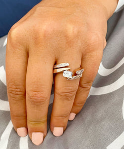 Beautiful 14k Solid And Heavy Rose Gold Emerald Cut Forever One Moissanite Engagement Ring Deco Bridal Semi Tension Set 2.00ctw
