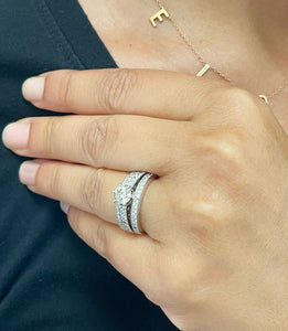14K Solid White Gold Round Cut Natural Diamond Engagement Ring And Two Bands Wedding Set 1.70ctw