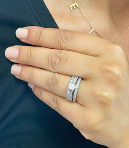14K Solid White Gold Round Cut Natural Diamond Engagement Ring And Two Bands Wedding Set 1.70ctw