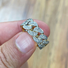 Load image into Gallery viewer, Men&#39;s 14K Solid Yellow Gold Round Cut Natural Diamonds Ring Band Link Chain Style 1.00ctw
