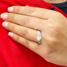 Load image into Gallery viewer, 14K Solid White Gold Princess Cut Forever One Moissanite And Natural Diamond Engagement Ring And Band Set, Anniversary, Wedding Deco  1.35ct
