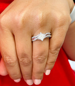 1.75 Carat Princess Cut Simulated Diamond Engagement Ring And Band Bridal Set Wedding 14k Solid White Gold Propose Promise