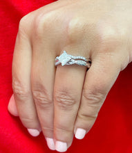 Load image into Gallery viewer, 14K Solid White Gold Princess Cut Forever One Moissanite And Natural Diamond Engagement Ring And Band Set, Anniversary, Wedding Deco  1.35ct
