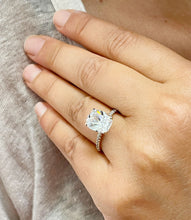 Load image into Gallery viewer, 14K Solid Yellow Gold Cushion Cut Forever One Moissanite And Round Cut Natural Diamonds Engagement Ring, Four prong, Solitaire 5.00ctw
