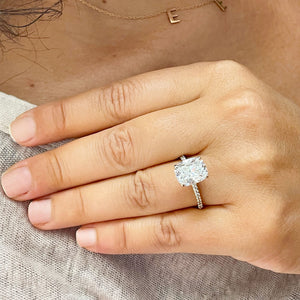 14K Solid Yellow Gold Cushion Cut Forever One Moissanite And Round Cut Natural Diamonds Engagement Ring, Four prong, Solitaire 5.00ctw