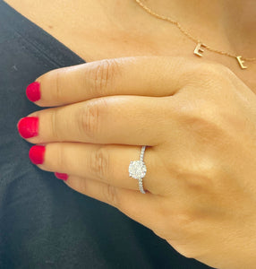 14K Solid White Gold Round Cut Forever One Moissanite And Natural Round Diamond Engagement Ring Wedding Anniversary 1.40ct