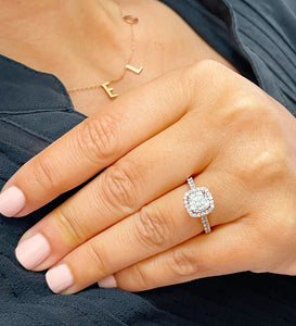 14k Solid Rose Gold Cushion Cut and Round Cut Natural Diamond Engagement Ring Halo Bridal Prong Set 1.60ctw