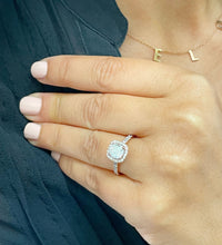 Load image into Gallery viewer, IGI Certified 14k Solid Rose Gold Cushion Cut and Round Cut Diamond Engagement Ring Halo Bridal Prong Set 1.60ctw F VS2
