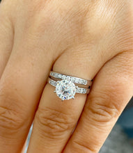 Load image into Gallery viewer, 14k Solid White Gold Round Cut Natural Diamond Engagement Ring And Band Bridal Set 1.60ctw
