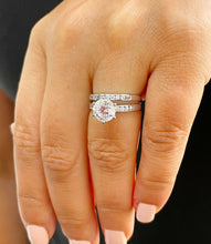 Load image into Gallery viewer, 14k White Gold Round Cut Moissanite and Round Cut Natural Diamond Engagement Ring And Band Bridal Set 1.90ctw
