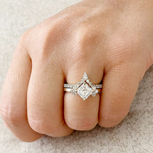 Load image into Gallery viewer, 14K Solid Yellow Gold Asscher, Pear and Round Cut Natural Diamonds Engagement Ring And Band Set 2.20ctw
