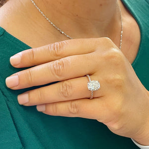 14K Solid Rose Gold Cushion Cut Moissanite And Round Cut Natural Diamonds Engagement Ring, Four prong, Solitaire 3.75ctw