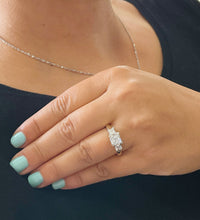 Load image into Gallery viewer, 14k Solid Yellow Gold Princess Cut Forever One Moissanite Engagement Ring Three Stones Style 2.50ctw
