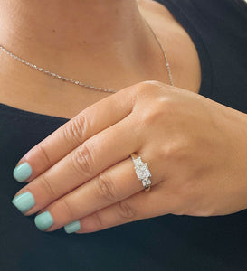 14k Solid Yellow Gold Princess Cut Forever One Moissanite Engagement Ring Three Stones Style 2.50ctw