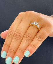 Load image into Gallery viewer, IGI Certified 14k Solid Yellow Gold Princess Cut Diamond Engagement Ring Bridal Wedding Three stone style 2.20ct F-VS2
