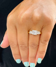 Load image into Gallery viewer, 14k Solid Yellow Gold Princess Cut Natural Diamond Engagement Ring Bridal Wedding Three stone style 2.20ct

