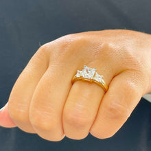 Load image into Gallery viewer, IGI Certified 14k Solid Yellow Gold Princess Cut Diamond Engagement Ring Bridal Wedding Three stone style 2.20ct F-VS2
