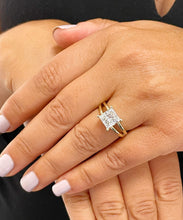 Load image into Gallery viewer, 14K Solid Yellow Gold Princess Cut Forever One Moissanite Engagement Ring Deco, Bridal, Wedding, Anniversary, Prong Set Solitaire 3.00ctw
