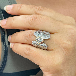 14K Solid And Heavy White Gold Princess Cut Forever One Moissanite Engagement Ring Deco, Bridal, Wedding, Bezel Set Solitaire 1.00ctw
