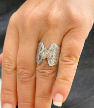 Load image into Gallery viewer, Unique Design 14K Solid And Heavy White Gold Princess Cut Simulated Diamonds Engagement Ring Bezel Antique Style Filigree 1.00ct
