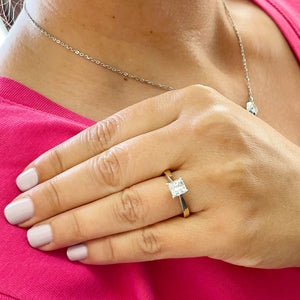 14K Solid Yellow Gold Princess Cut Natural Diamond Engagement Ring Deco, Bridal, Wedding, Anniversary, Prong Set Solitaire 1.00ctw