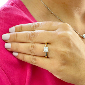 14K Solid Yellow Gold Princess Cut Natural Diamond Engagement Ring Deco, Bridal, Wedding, Anniversary, Prong Set Solitaire 1.00ctw