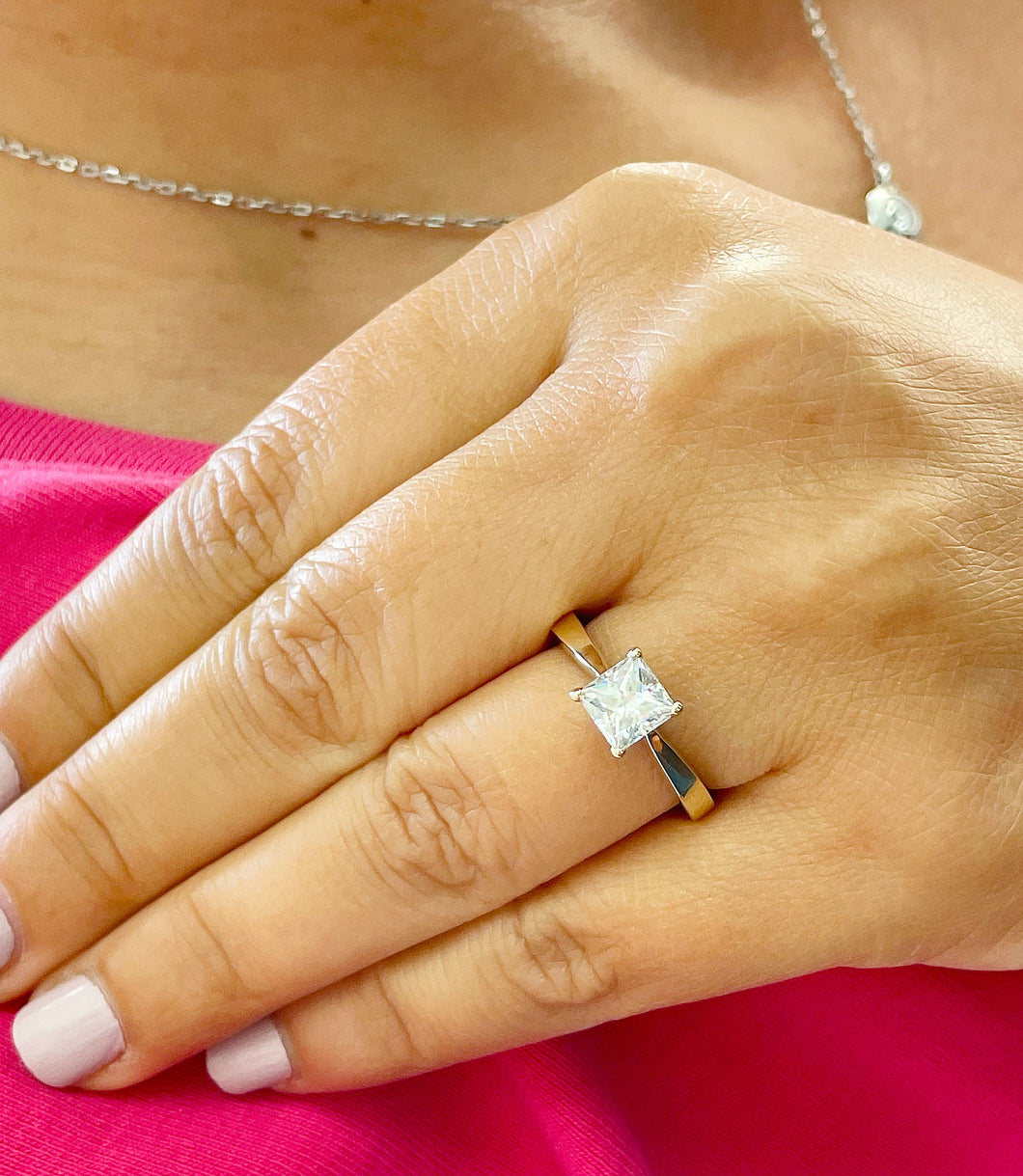 14K Solid Yellow Gold Princess Cut Natural Diamond Engagement Ring Deco, Bridal, Wedding, Anniversary, Prong Set Solitaire 1.00ctw