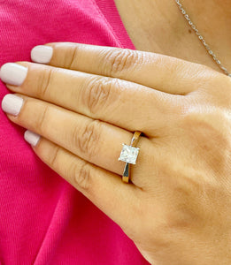 Copy of 14K Solid Yellow Gold Princess Cut Moissanite Engagement Ring Deco, Bridal, Wedding, Anniversary, Prong Set Solitaire 1.20ctw