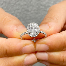 Load image into Gallery viewer, IGI Certified 14K Solid White Gold Oval Cut Round cut Diamond Engagement Ring Halo 2.00ct F-VS2
