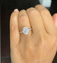 Load image into Gallery viewer, IGI Certified 14K Solid White Gold Oval Cut Round cut Diamond Engagement Ring Halo 2.00ct F-VS2
