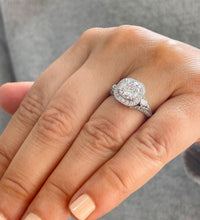 Load image into Gallery viewer, Women&#39;s 14K Solid White Gold Round Cut Forever One Moissanite and Round And Baguettes Cut Natural Diamond Engagement Ring Halo Prong 2.80ctw
