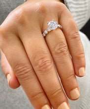 Load image into Gallery viewer, 14K Solid Rose Gold Round Cut Moissanite and Round Cut Natural Diamond Engagement Ring Eternity Style Prong Set 4.00ctw

