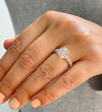 Load image into Gallery viewer, 14K Solid Rose Gold Round Cut Forever One Moissanite and Round Cut Natural Diamond Engagement Ring Eternity Style Prong Set 4.00ctw
