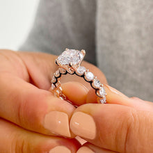 Load image into Gallery viewer, 14K Solid Rose Gold Round Cut Moissanite and Round Cut Natural Diamond Engagement Ring Eternity Style Prong Set 4.00ctw
