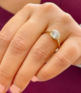 14k Solid Yellow Gold Round Cut Natural Diamond Engagement Ring Bezel Set 0.70ctw