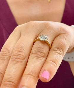 14k Solid Yellow Gold Round Cut Natural Diamond Engagement Ring Bezel Set 0.70ctw