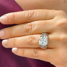 Load image into Gallery viewer, 6.50 Carat Heavy 14k Solid Yellow And White Gold Cushion Cut Forever One Moissanite and Natural Diamond Engagement Ring, Bridal, Wedding, Promise, Propose
