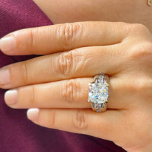 Load image into Gallery viewer, 6.50 Carat Heavy 14k Solid Yellow And White Gold Cushion Cut Moissanite and Natural Diamond Engagement Ring, Bridal, Wedding, Promise, Propose
