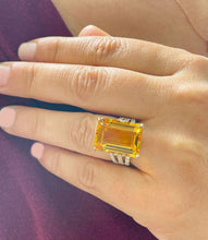 Load image into Gallery viewer, 14K Yellow Gold Cushion Cut Yellow Citrine and Round cut Natural Diamonds Engagement Ring Halo Split Shank Bridal Wedding Anniversary 4.80ct
