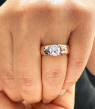 Load image into Gallery viewer, 14k Solid Rose Gold Round Cut Natural Diamond Engagement Ring Semi Bezel Set, Bridal, Wedding 1.20ct
