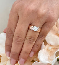 Load image into Gallery viewer, 14k Solid Rose Gold Round Cut Natural Diamond Engagement Ring Semi Bezel Set, Bridal, Wedding 1.20ct
