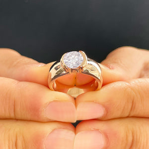 14k Solid Rose Gold Round Cut Natural Diamond Engagement Ring Semi Bezel Set, Bridal, Wedding 1.20ct
