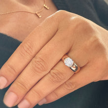 Load image into Gallery viewer, 14k Solid Rose Gold Round Cut Forever One Moissanite Engagement Ring Semi Bezel Set, Bridal, Wedding 1.25ct
