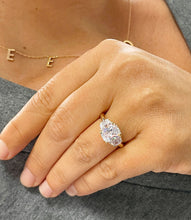 Load image into Gallery viewer, Beautiful 14k Solid Yellow Gold Cushion And Half Moon Cut Simulated Diamond Engagement Ring Bridal Wedding Anniversary Propose 4.00ctw
