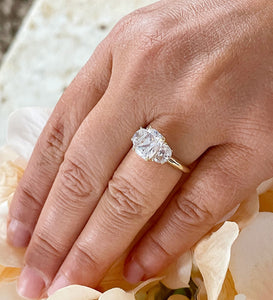 Beautiful 14k Solid Yellow Gold Cushion And Half Moon Cut Simulated Diamond Engagement Ring Bridal Wedding Anniversary Propose 4.00ctw